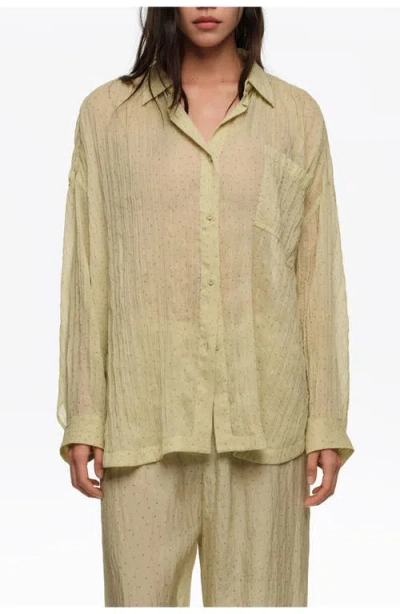 Bimba Y Lola Mini Dots Pleated Oversize Shirt In Neutral