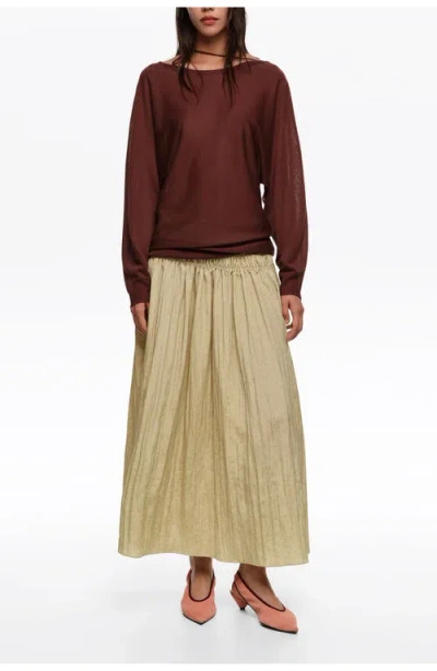 Bimba Y Lola Mini Dots Ruched Flare Skirt In Brown