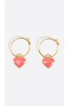 Bimba Y Lola Mini Heart Hoop Earrings In Pink