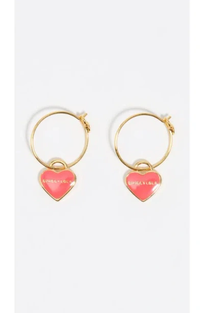 Bimba Y Lola Mini Heart Hoop Earrings In Pink