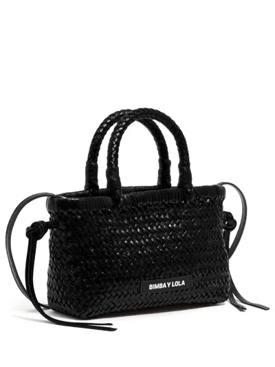 Bimba Y Lola Mini Interwoven Tote Bag In 黑色