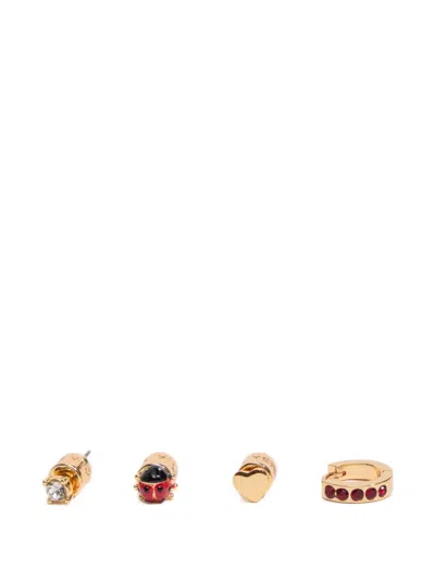 Bimba Y Lola Mini Ladybug Earrings (set Of Four) In Gold
