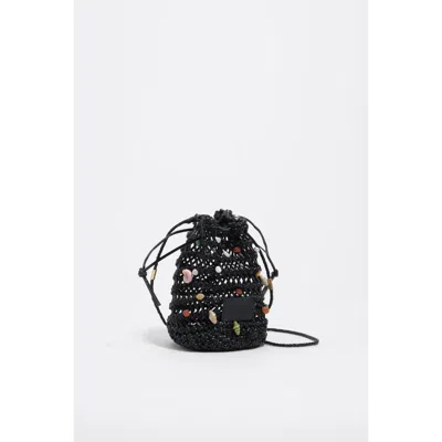 Bimba Y Lola Mini Plaited Crochet Leather Bag In Black