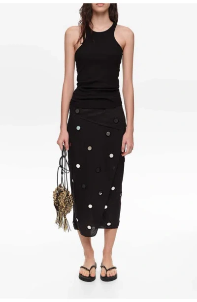 Bimba Y Lola Mirrored Sarong Midi Skirt In Black