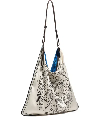 Bimba Y Lola Mixed-print Tote Bag In White
