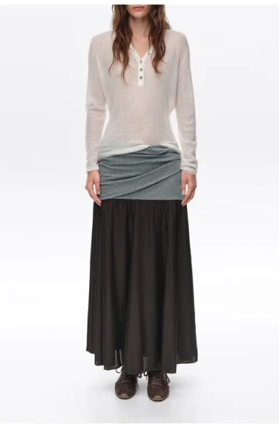 Bimba Y Lola Mixed-fabric A-line Midi Skirt In Melange Grey