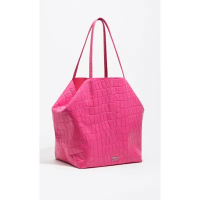 Bimba Y Lola Mock Croc Large Leather Shopper Bag In Red