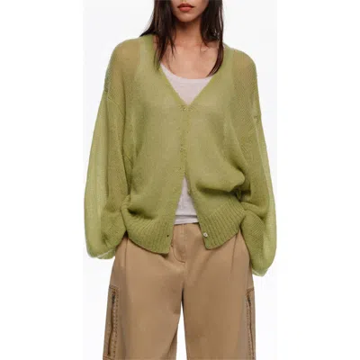 Bimba Y Lola Mohair And Wool Long Cardigan In Green