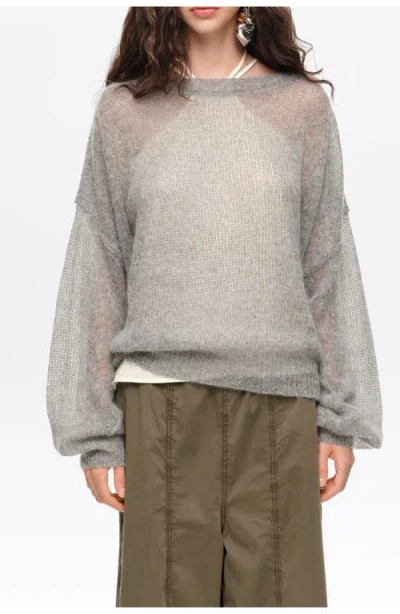 Bimba Y Lola Mohair Boat Neck Sweater In Gray