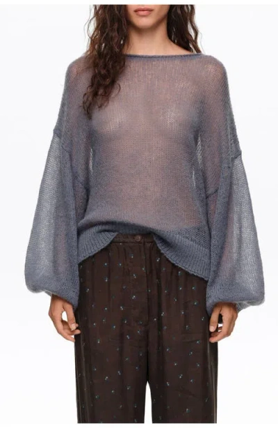 Bimba Y Lola Mohair Boat-neck Oversize Sweater In Light Blue
