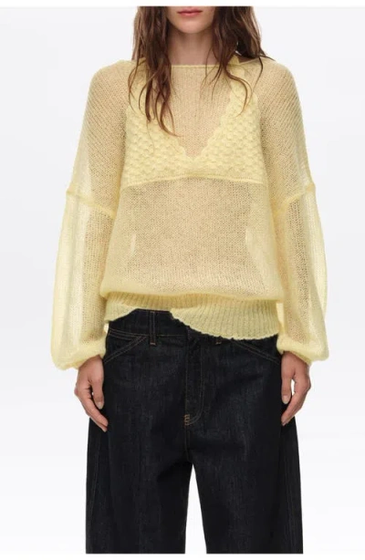 Bimba Y Lola Mohair Sweater With Overlay Top In Light Yellow