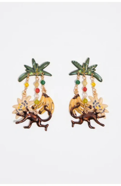 Bimba Y Lola Monkeys And Bananas Earrings In Gold