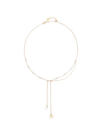 Bimba Y Lola Moon Sun Beaded Necklace In Gold