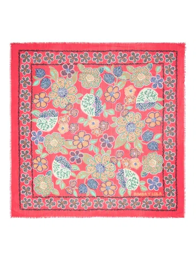 Bimba Y Lola Mosaic-floral Scarf In Red