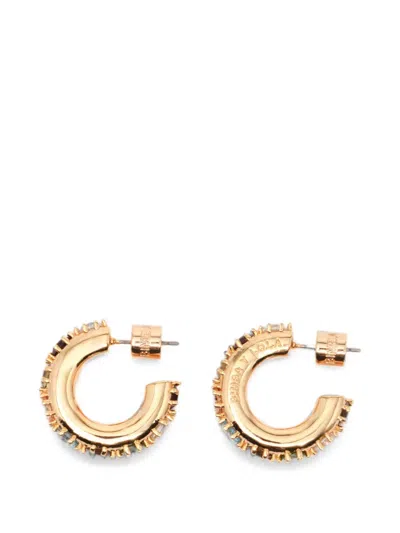 Bimba Y Lola Multicolor Crystal Hoop Earrings In Gold