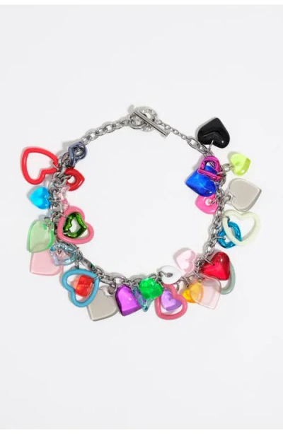 BIMBA Y LOLA BIMBA Y LOLA MULTICOLOR HEARTS CHAIN NECKLACE