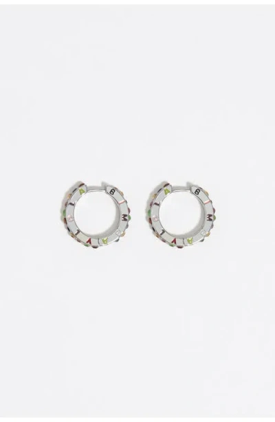 Bimba Y Lola Multicolored Crystals Logo Hoop Earrings In Metallic