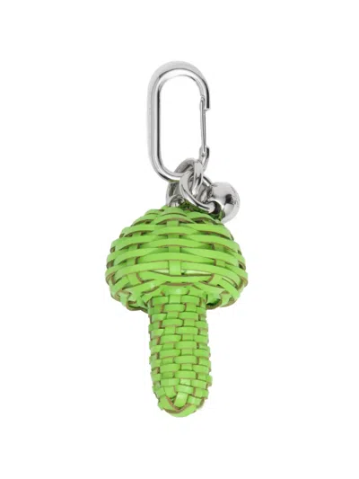 Bimba Y Lola Mushroom Braided Leather Keychain In Green