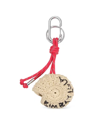Bimba Y Lola Natural Raffia-effect Seashell Keyring In Orange
