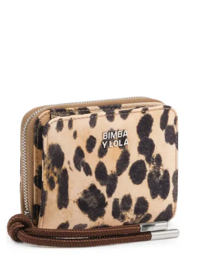Bimba Y Lola Natural-leopard Lapel Wallet In Animal Print