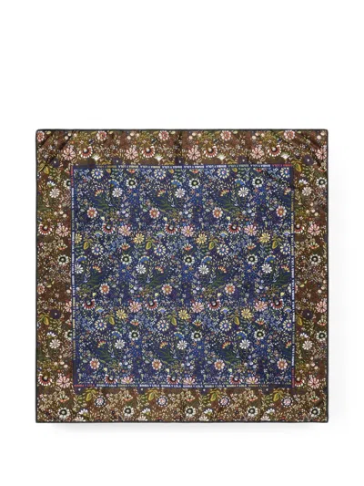 Bimba Y Lola Navy Blue Floral Scarf With Frame And Logos