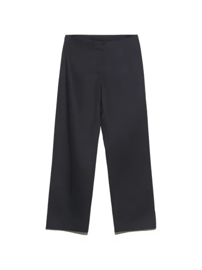 Bimba Y Lola Navy-blue Straight-leg Trousers In Black