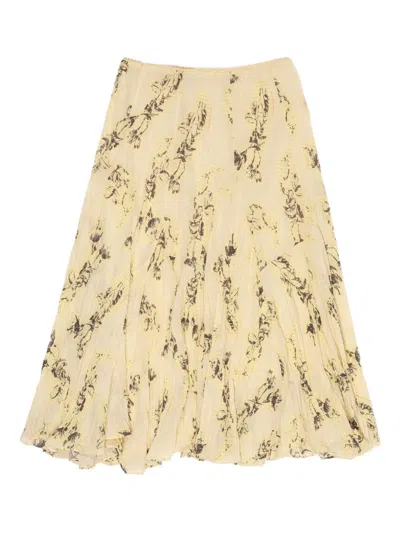 Bimba Y Lola Notebook Print Midi Skirt In Yellow