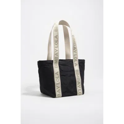 Bimba Y Lola Large Graphite Nylon Bag In Black