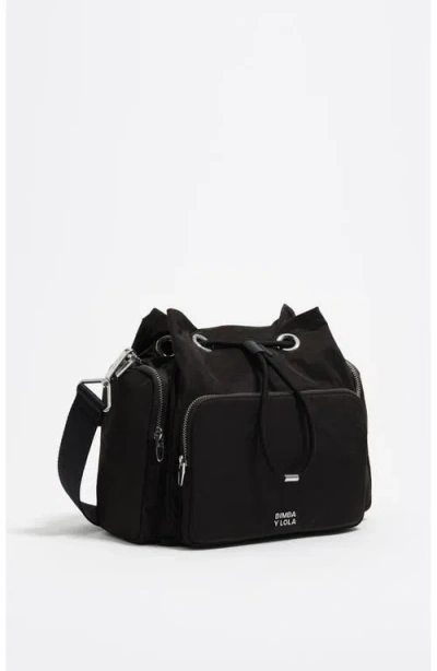 Bimba Y Lola Nylon Pocket Bucket Bag In Black