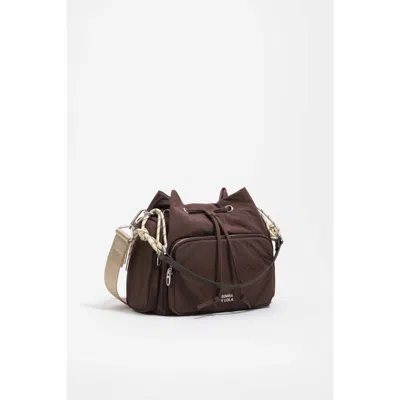 Bimba Y Lola Nylon Structured Crossbody Bag In Brown