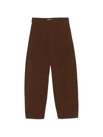 Bimba Y Lola Oak Barrel-leg Trousers With Adjustable Waist In Brown