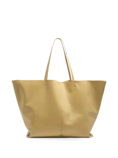 Bimba Y Lola Oatmeal Leather Maxi Shopper Bag In Nude