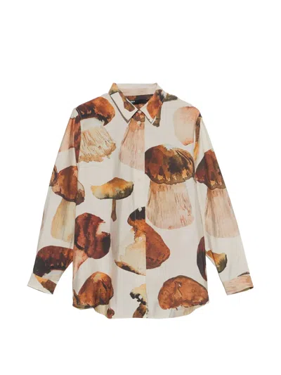 Bimba Y Lola Off-white Straight-cut Funghi Shirt In Multi