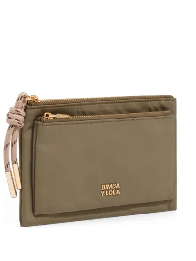 Bimba Y Lola Olive Nylon Pocket Purse In Grey