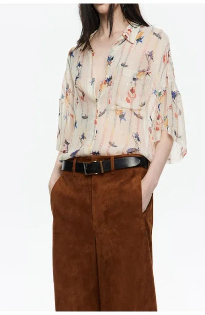 Bimba Y Lola Oversize Flowers Scan Shirt In Multi