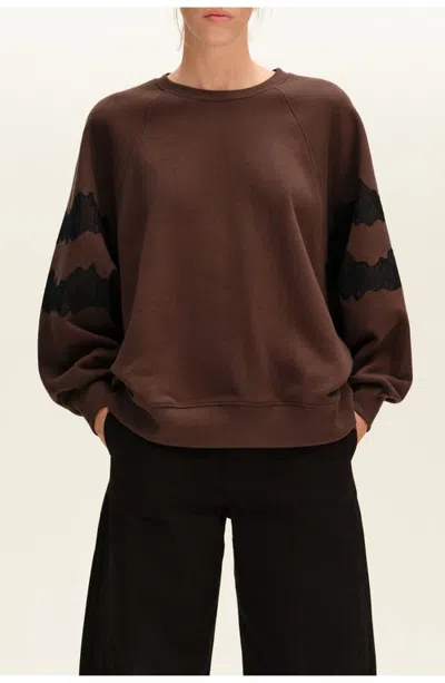Bimba Y Lola Oversize Lace Sweatshirt In Brown