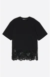 Bimba Y Lola Oversize Lace T-shirt In Black