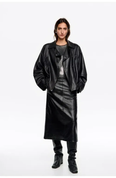 Bimba Y Lola Oversize Leather Jacket In Black