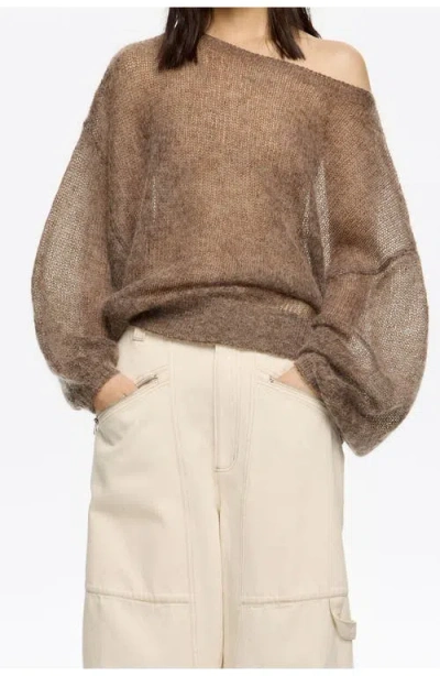 Bimba Y Lola Oversize Mohair Wool Sweater In Brown