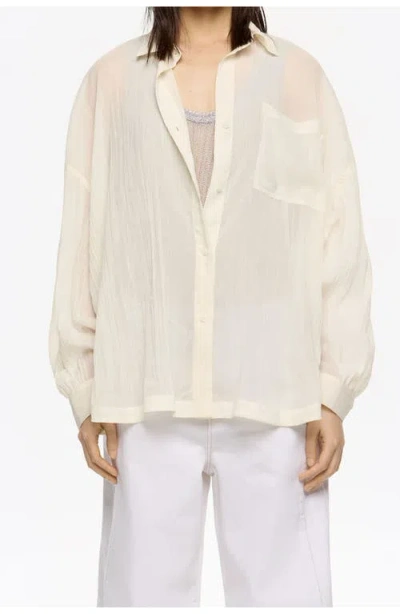 Bimba Y Lola Oversize Pleated Shirt In White