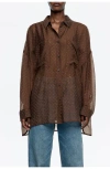 Bimba Y Lola Oversize Shirt With Mini Rhinestones In Animal Print
