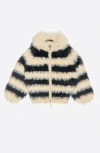 Bimba Y Lola Oversize Striped Fur Cardigan In Black