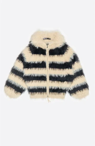 BIMBA Y LOLA BIMBA Y LOLA OVERSIZE STRIPED FUR CARDIGAN