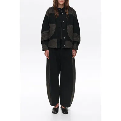 Bimba Y Lola Oversize Two-tone Denim Jacket In Black