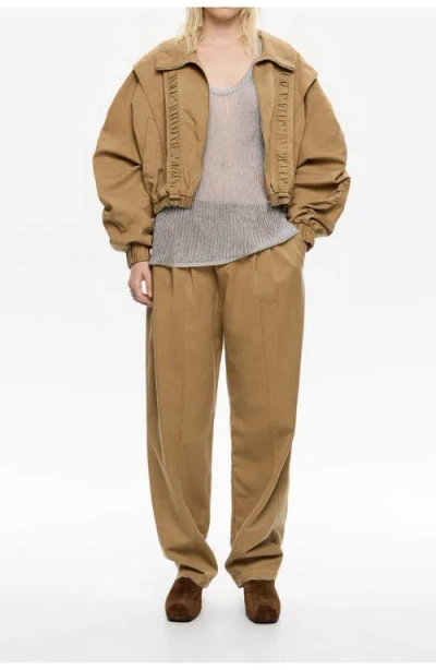 Bimba Y Lola Oversize Washed Gathered Jacket In Brown