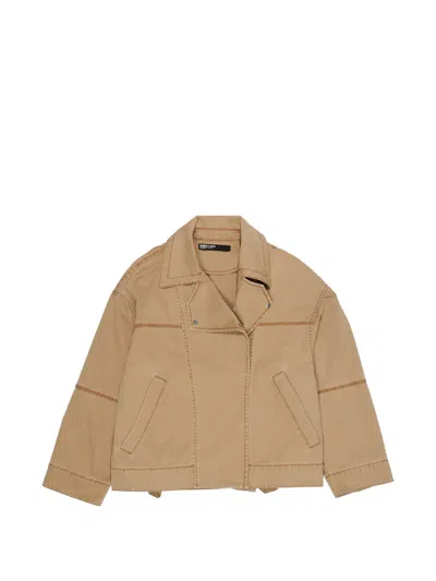 Bimba Y Lola Oversized Buttoned Jacket In Brown
