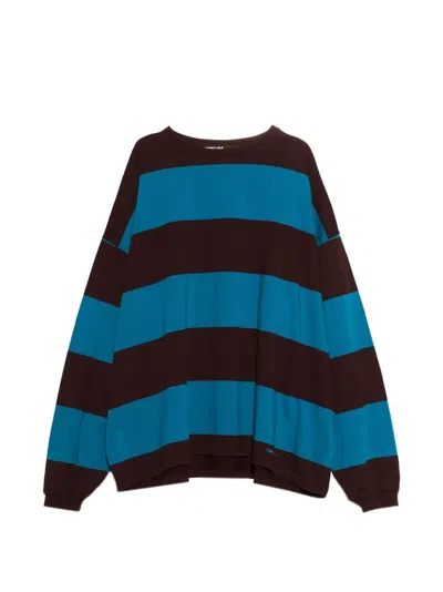 Bimba Y Lola Oversized Teal Striped T-shirt In Multi