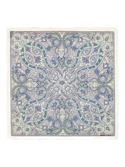 Bimba Y Lola Paisley Fringed Scarf In Blue