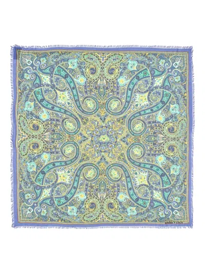 Bimba Y Lola Paisley Fringed Scarf In Green