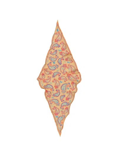 Bimba Y Lola Paisley-print Diamond Scarf In Yellow